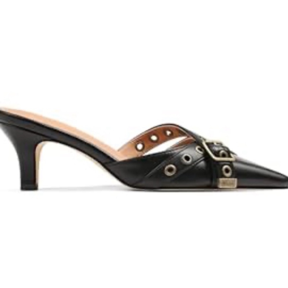 AMINUGAL Mules Heels for Women Pointed Closed Toe Kitten Heels